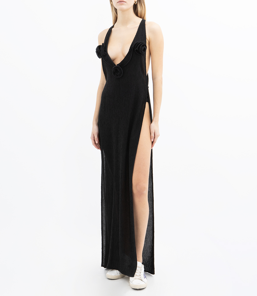 CREPE HIGH LEG MAXI DRESS