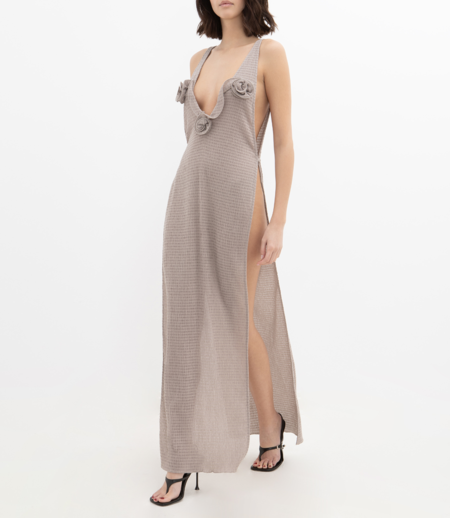 SLEEVELESS CREPE CUT OUT DRESS