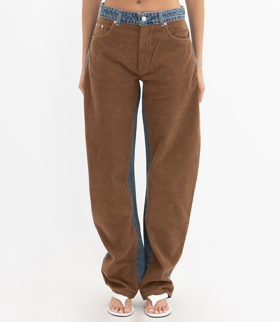 CORDUROY MIX CURVED JEANS