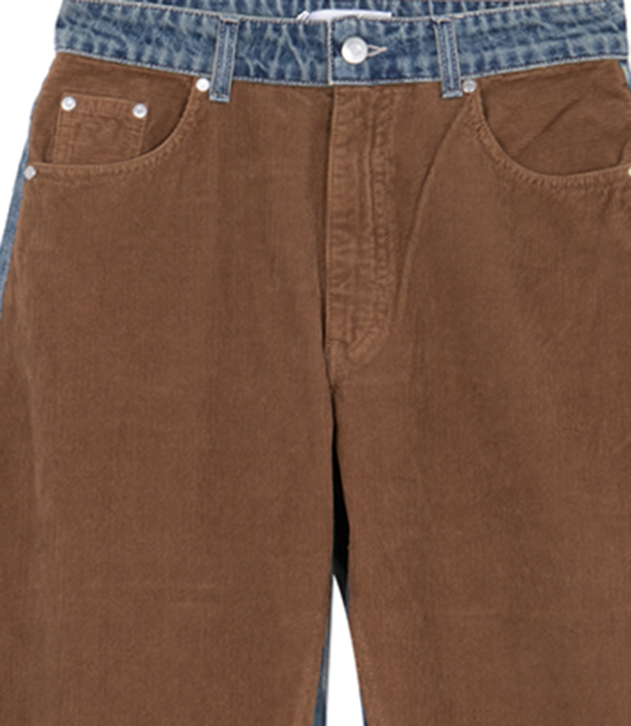 CORDUROY MIX CURVED JEANS