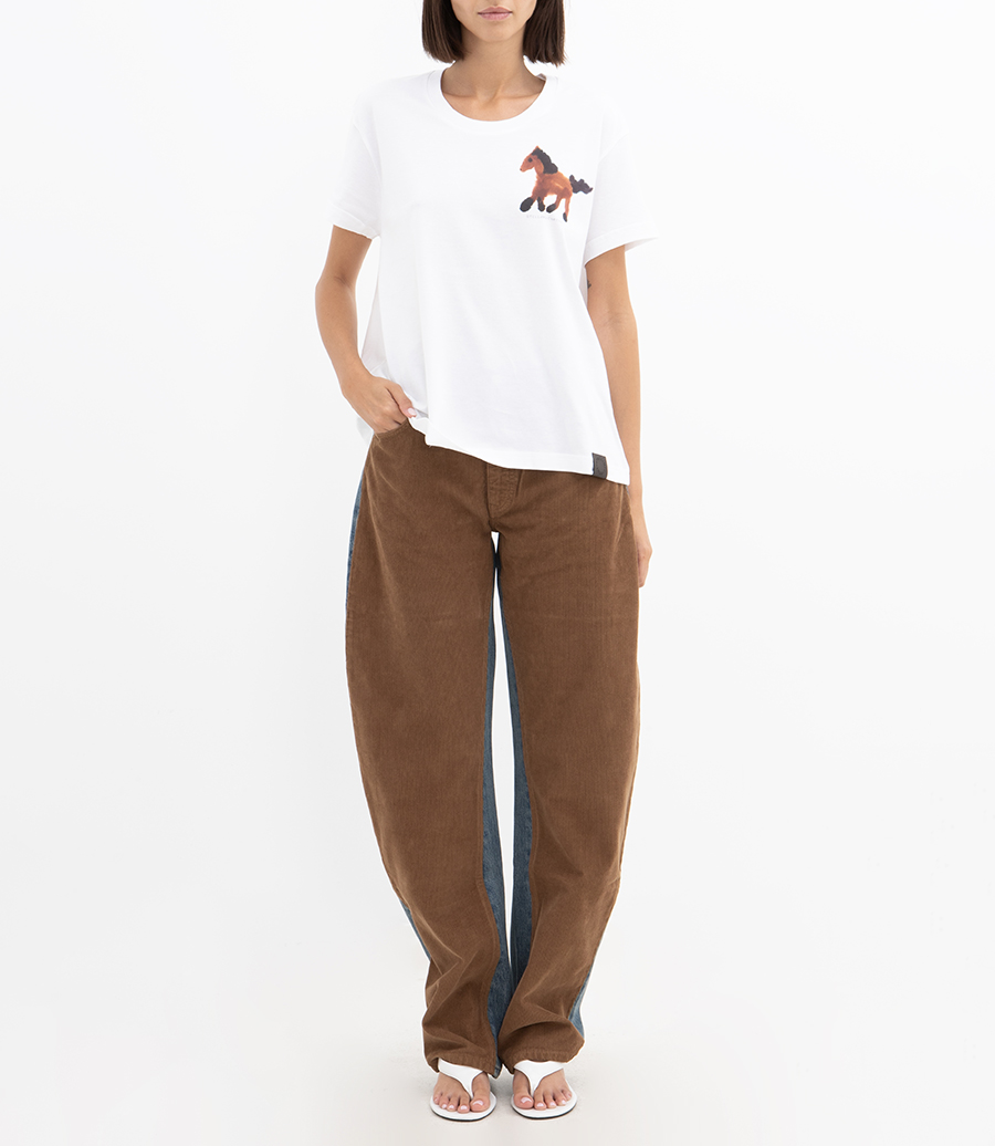CORDUROY MIX CURVED JEANS
