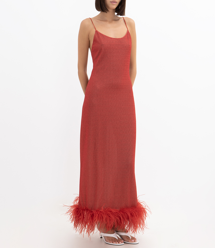 LUMIERE PLUMAGE SLIP DRESS