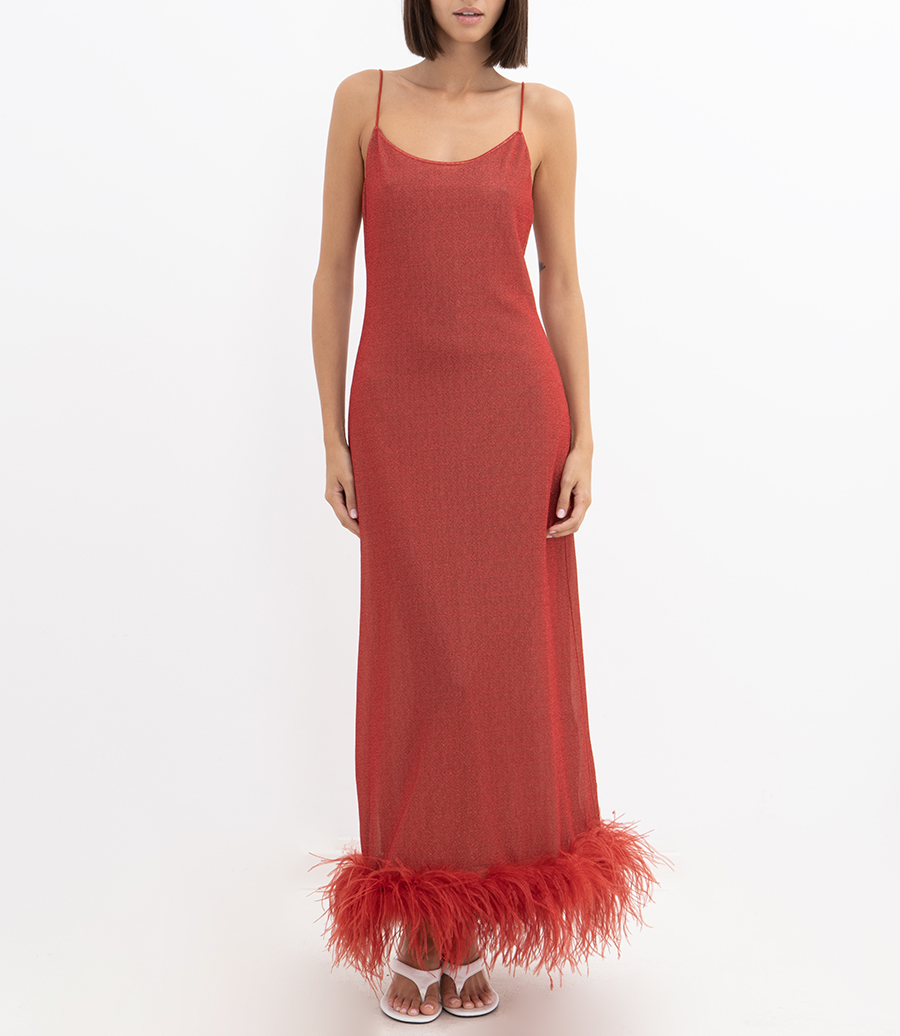LUMIERE PLUMAGE SLIP DRESS
