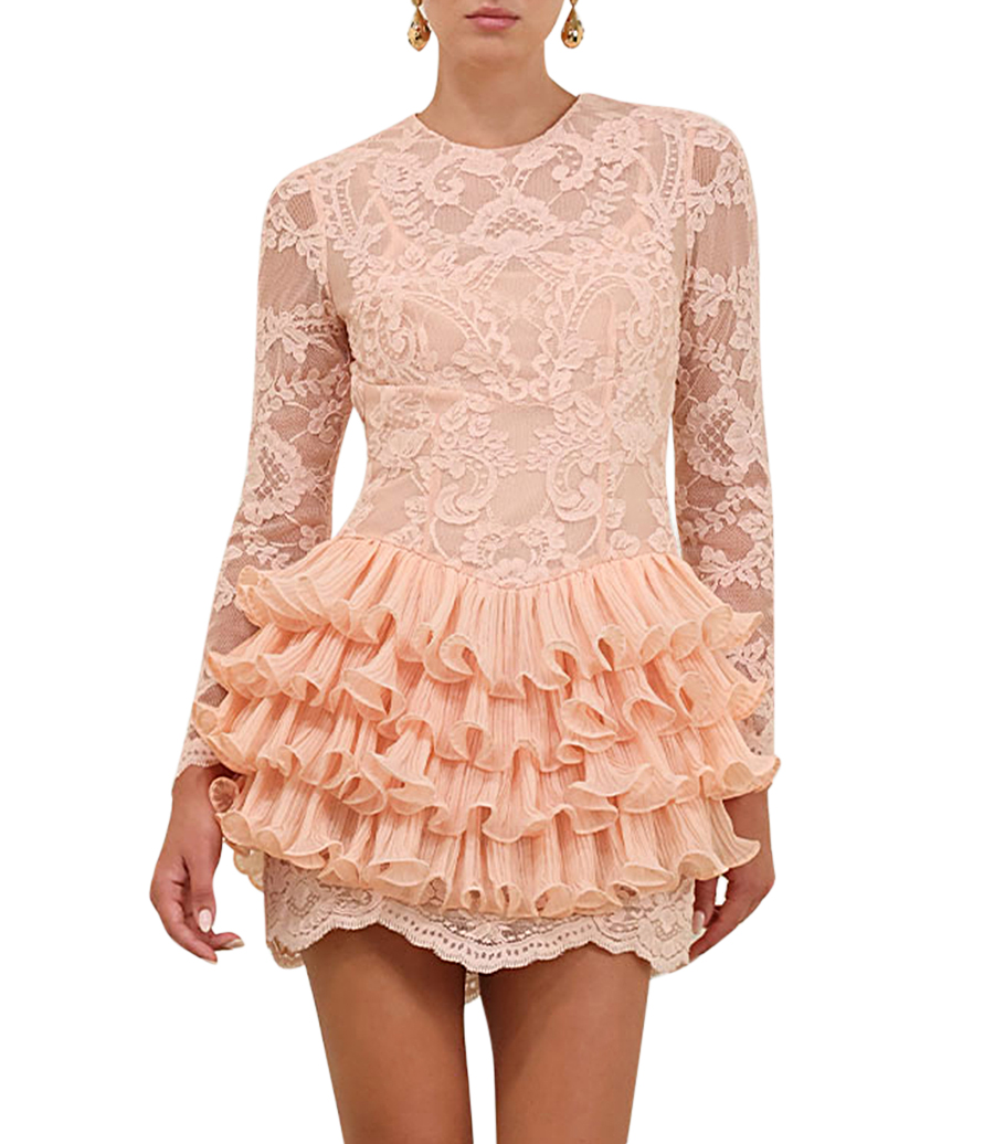 chinese dress ladies Frill Collar Olive Mini Dress - Bow-Tie Detail with Pockets main image 1