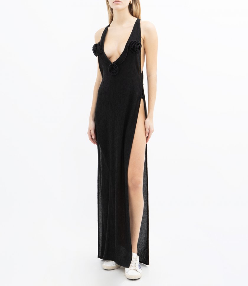 CREPE HIGH LEG MAXI DRESS