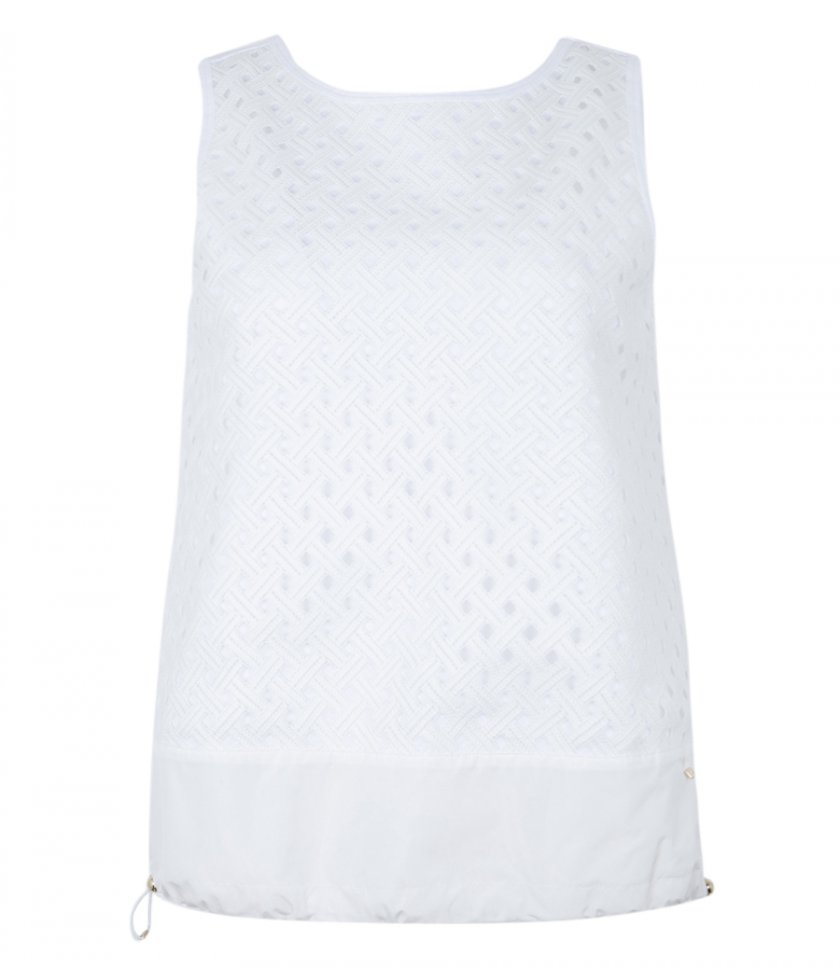 CLOTHES - TANK TOP IN COTTON JERSEY AND CROCHET LACE