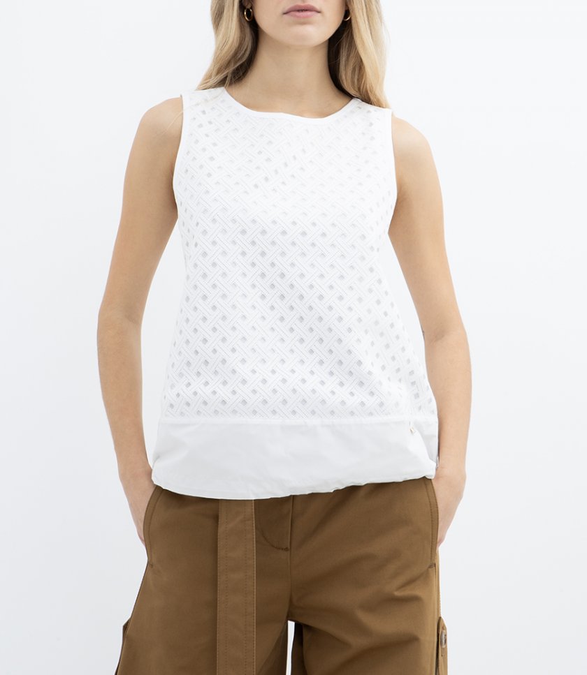 TANK TOP IN COTTON JERSEY AND CROCHET LACE