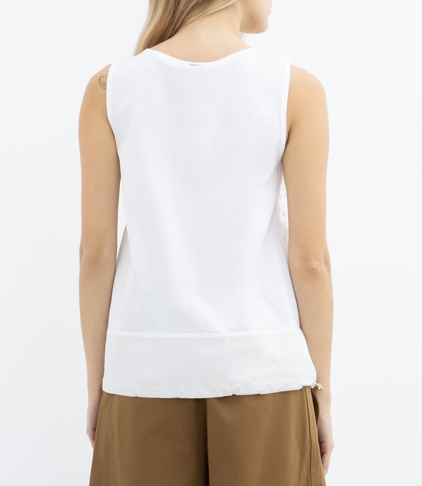 TANK TOP IN COTTON JERSEY AND CROCHET LACE