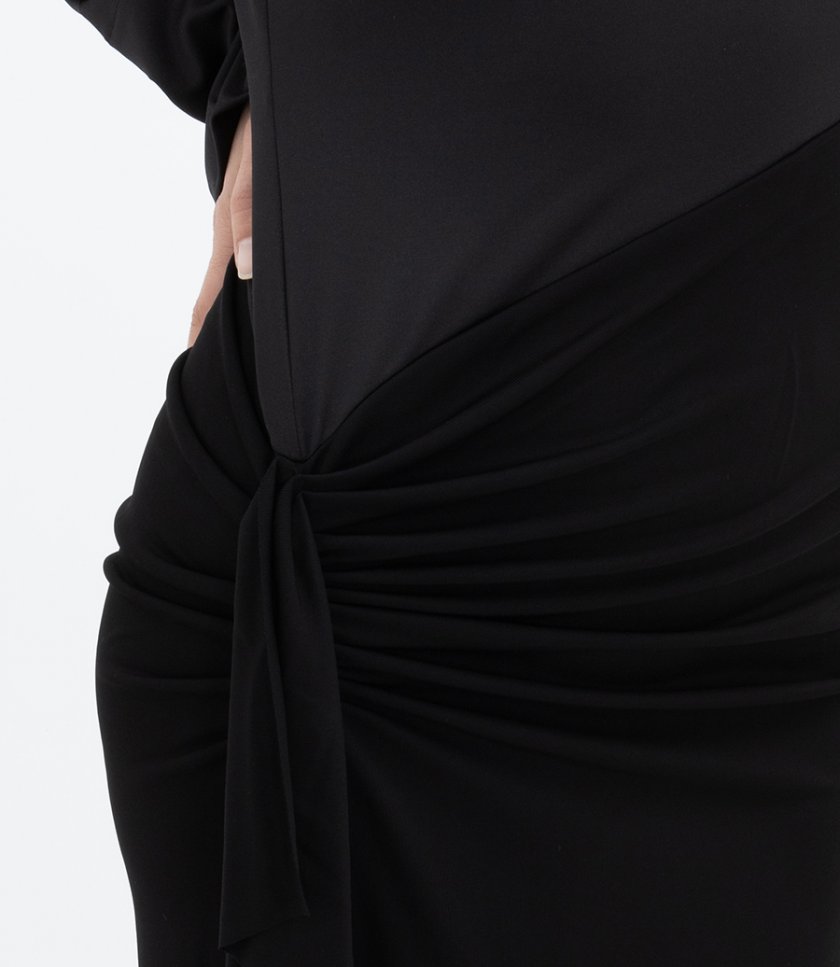 LONG SLEEVE RUCHED DETAIL GOWN