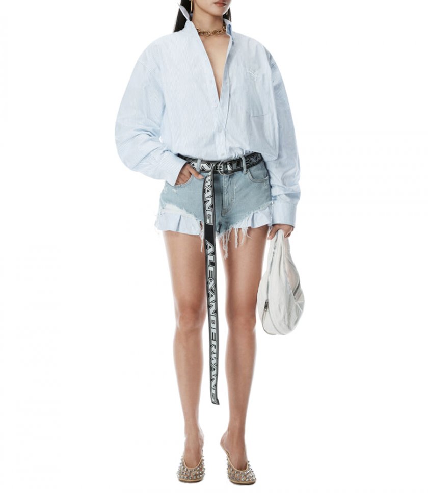 PRESTYLED BUTTON DOWN SHORT ROMPER