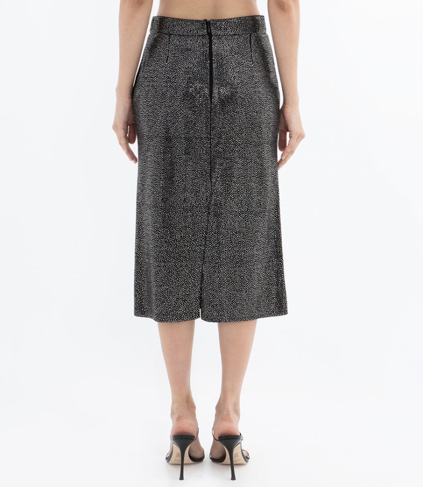 RHINESTONE DECORATIONS MIDI SKIRT