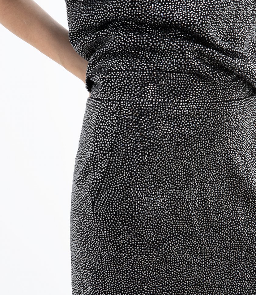 RHINESTONE DECORATIONS MIDI SKIRT