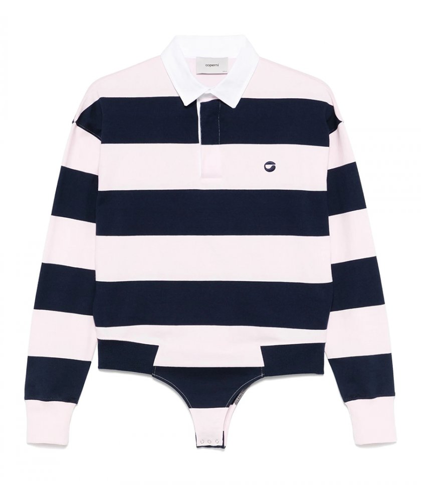 SALES - STRIPED LONG SLEEVE POLO BODYSUIT
