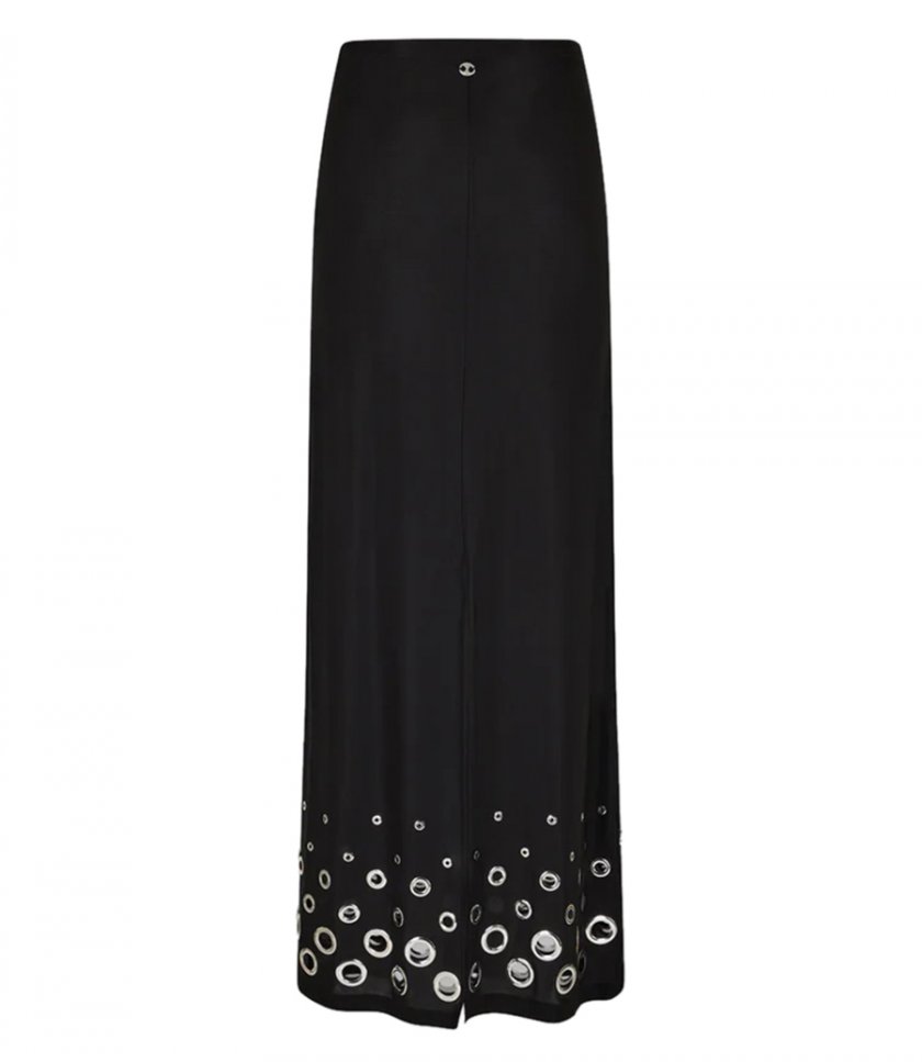 SALES - SILVER EYELET DETAILED LONG SKIRT