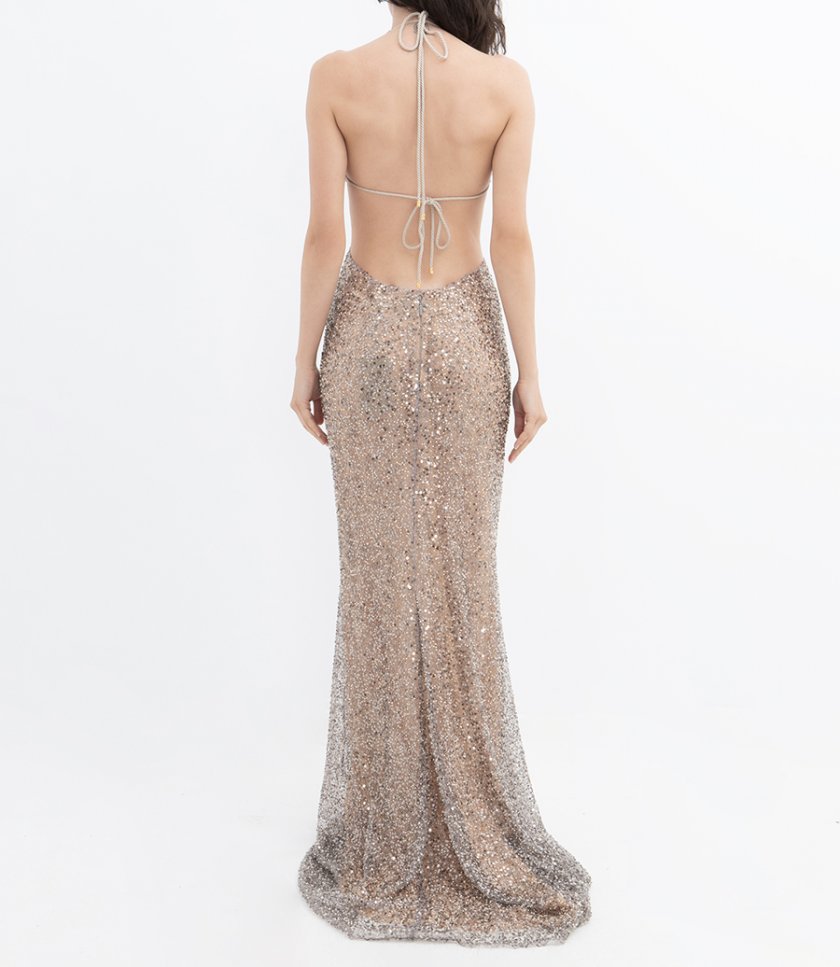 OPEN BACK MOSAIC LONG DRESS