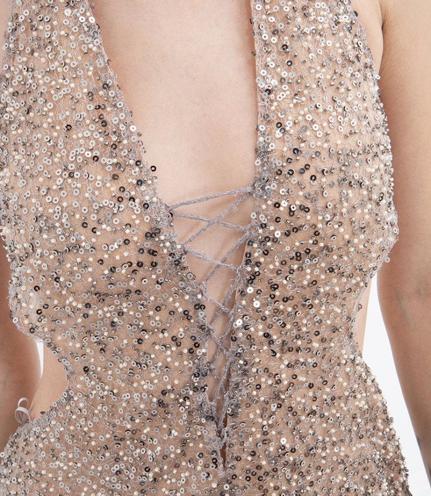 OPEN BACK MOSAIC LONG DRESS
