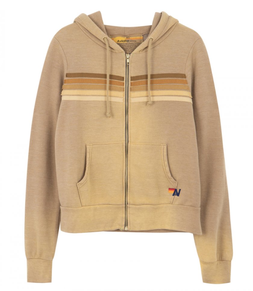 AVIATOR NATION - 5 STRIPE ZIP HOODIE FADED
