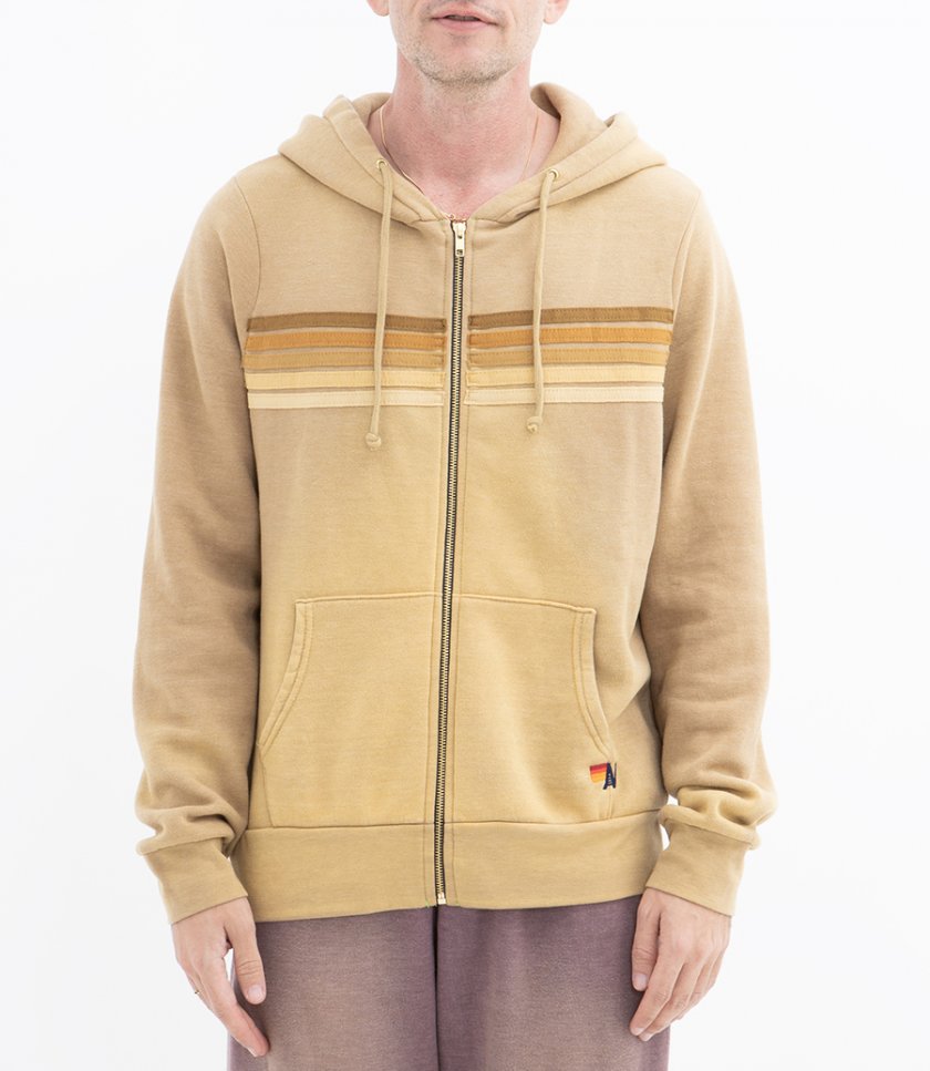 5 STRIPE ZIP HOODIE FADED