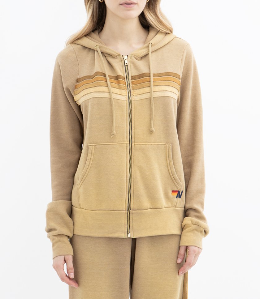 5 STRIPE ZIP HOODIE FADED