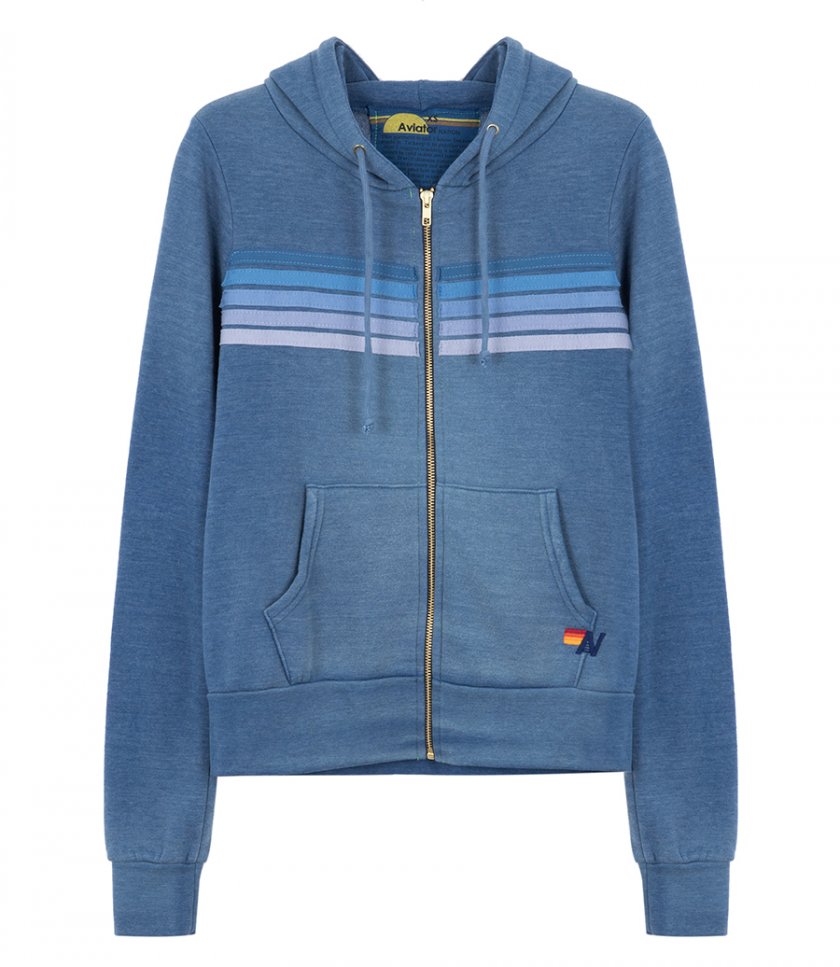 5 STRIPE ZIP HOODIE FADED
