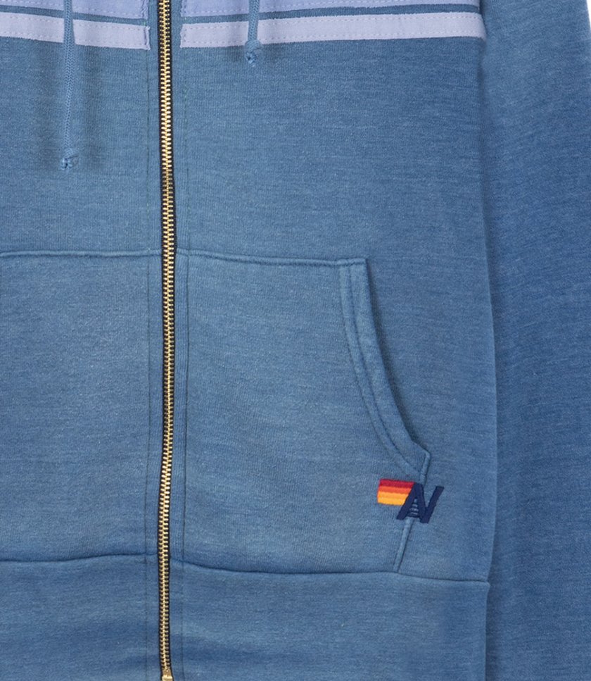 5 STRIPE ZIP HOODIE FADED
