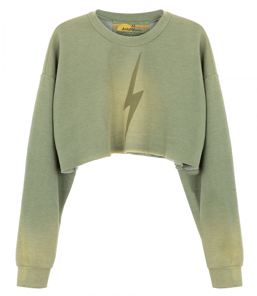 CLOTHES - BOLT STITCH CROPPED CREW SWEATSHIRT
