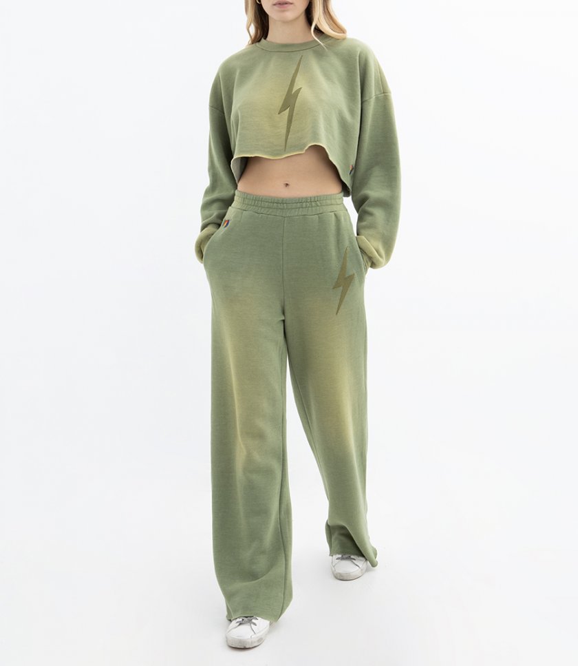 BOLT STITCH CROPPED CREW SWEATSHIRT