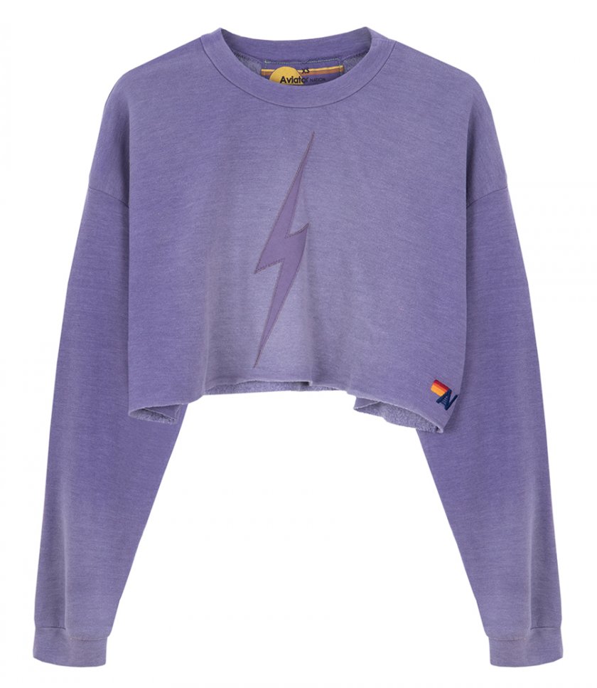 AVIATOR NATION - BOLT STITCH CROPPED CREW SWEATSHIRT