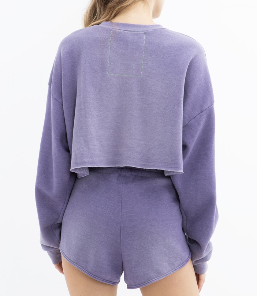 BOLT STITCH CROPPED CREW SWEATSHIRT