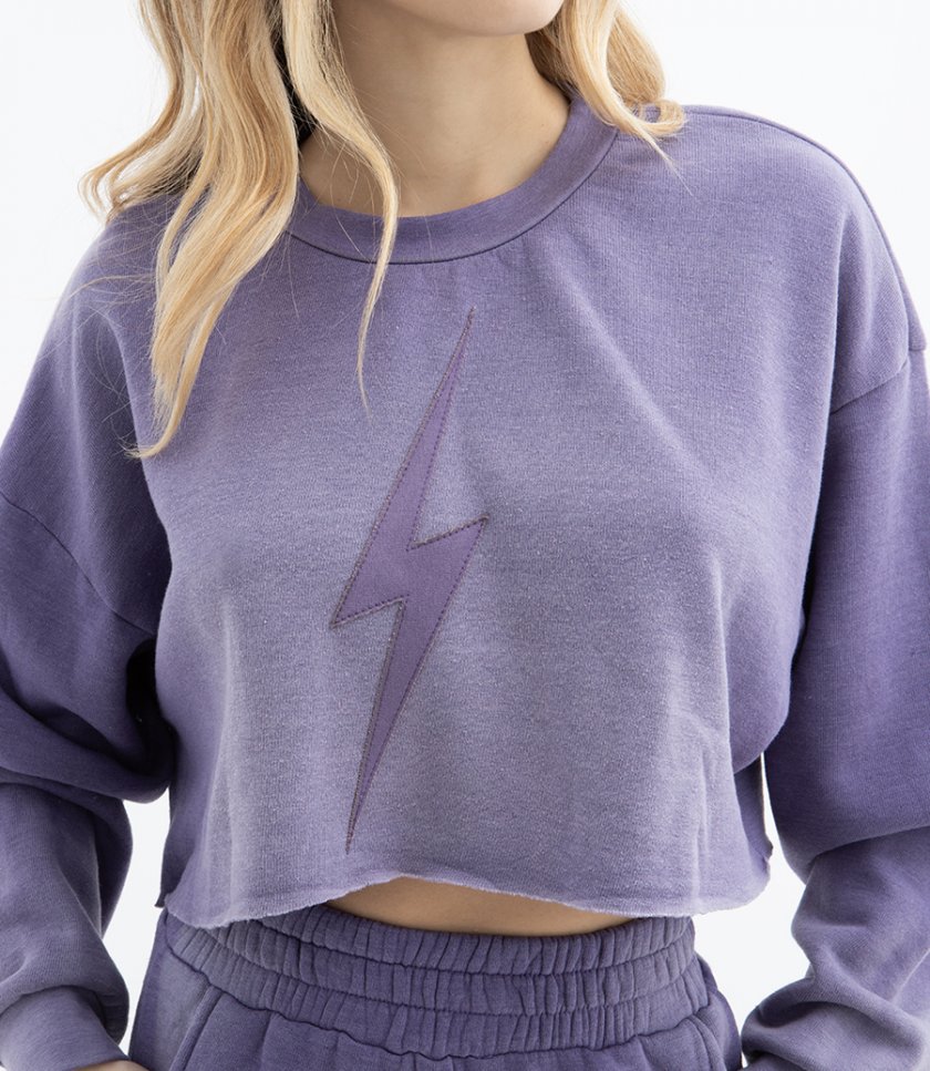 BOLT STITCH CROPPED CREW SWEATSHIRT