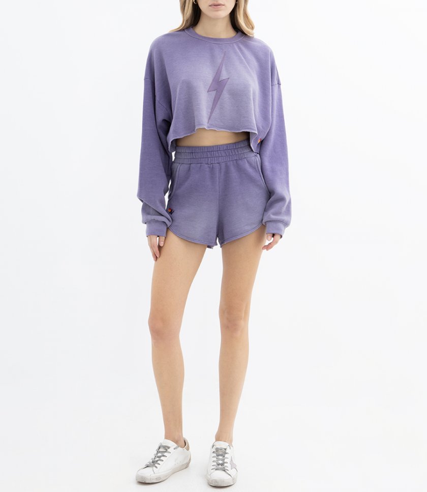 BOLT STITCH CROPPED CREW SWEATSHIRT