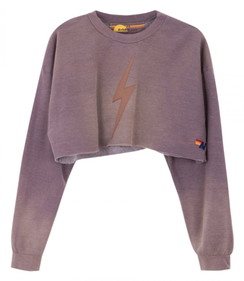 AVIATOR NATION - BOLT STITCH CROPPED CREW SWEATSHIRT