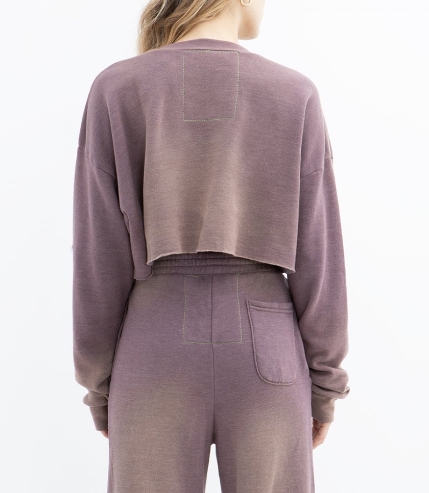 BOLT STITCH CROPPED CREW SWEATSHIRT