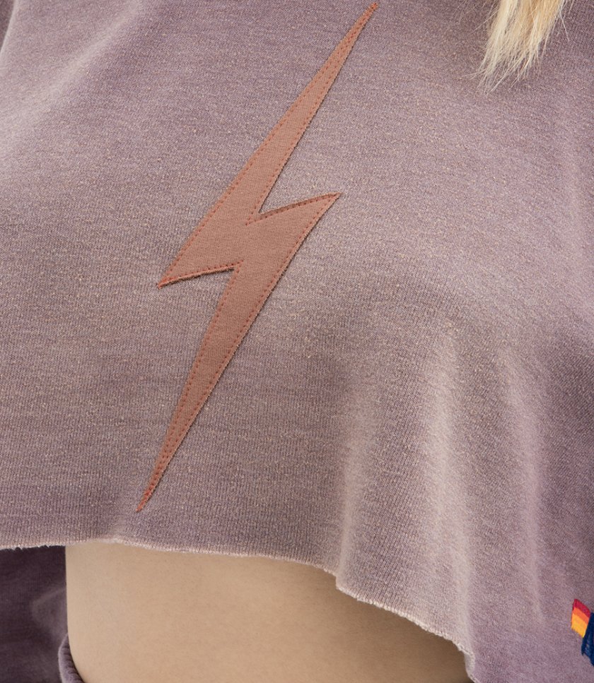 BOLT STITCH CROPPED CREW SWEATSHIRT