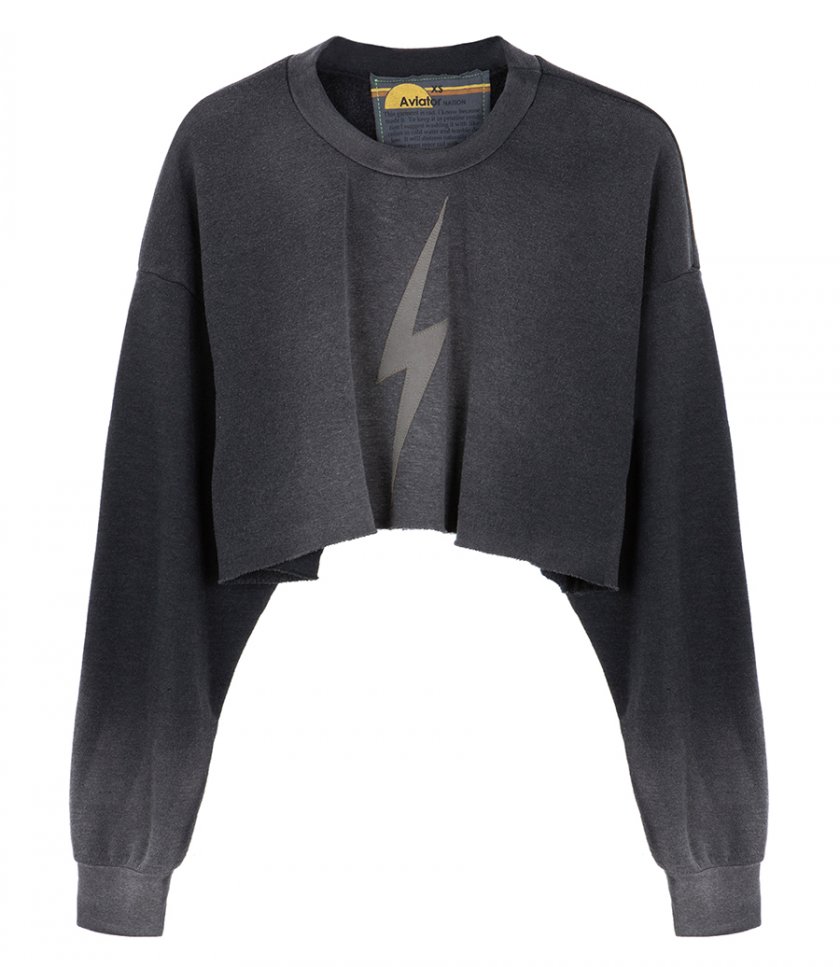 CLOTHES - BOLT STITCH CROPPED CREW SWEATSHIRT