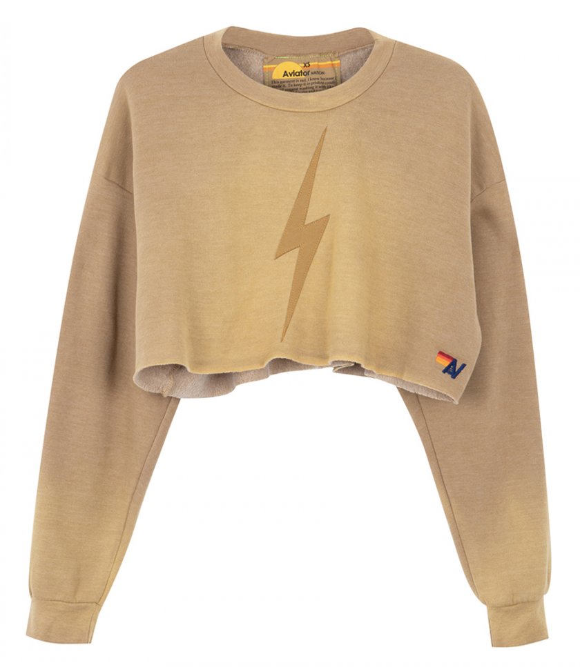 AVIATOR NATION - BOLT STITCH CROPPED CREW SWEATSHIRT