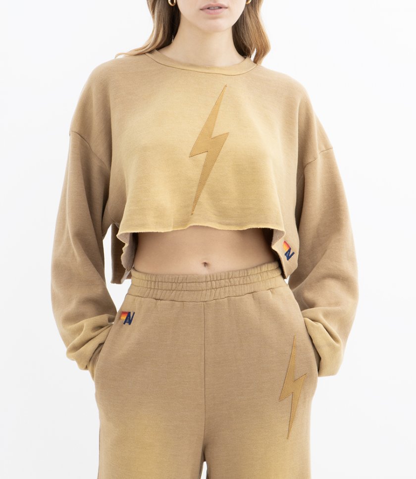 BOLT STITCH CROPPED CREW SWEATSHIRT
