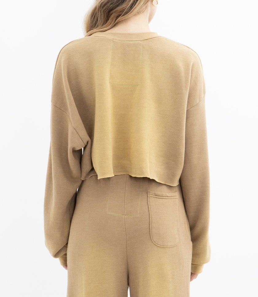 BOLT STITCH CROPPED CREW SWEATSHIRT