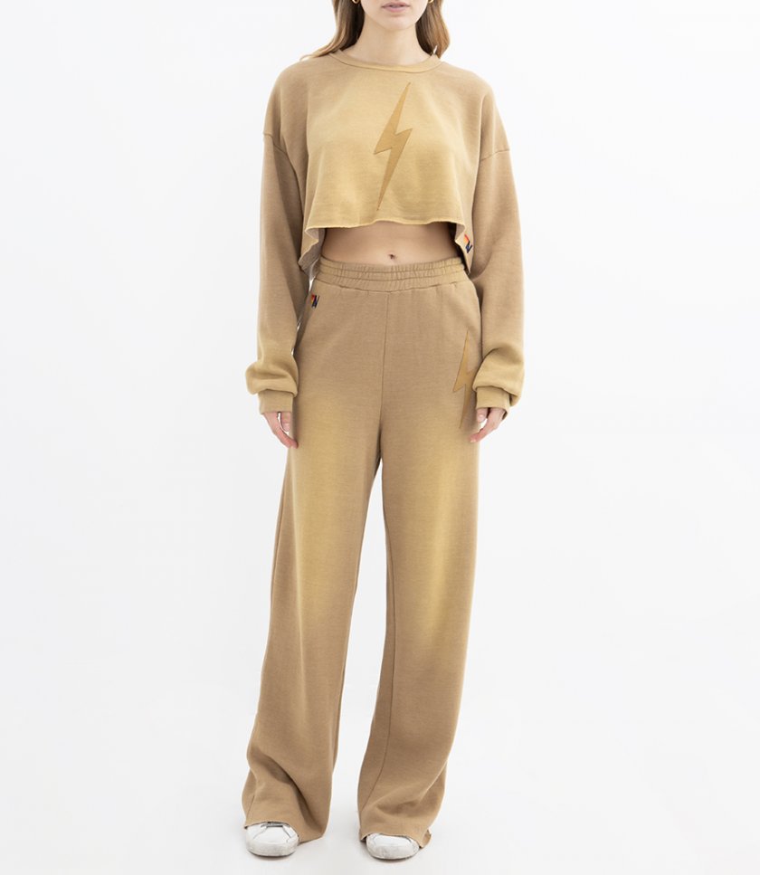 BOLT STITCH CROPPED CREW SWEATSHIRT