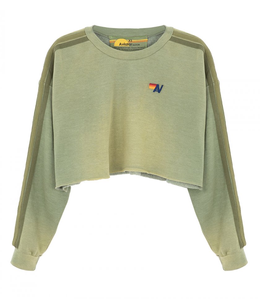 AVIATOR NATION - CLASSIC STRIPE CROPPED CREW SWEATSHIRT