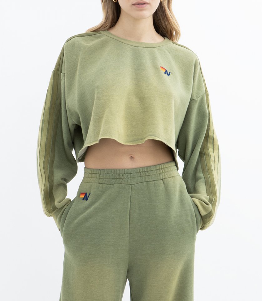 CLASSIC STRIPE CROPPED CREW SWEATSHIRT
