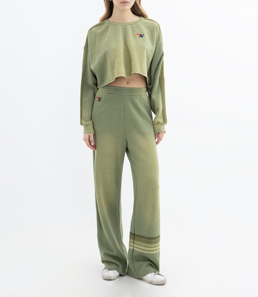 CLASSIC STRIPE CROPPED CREW SWEATSHIRT
