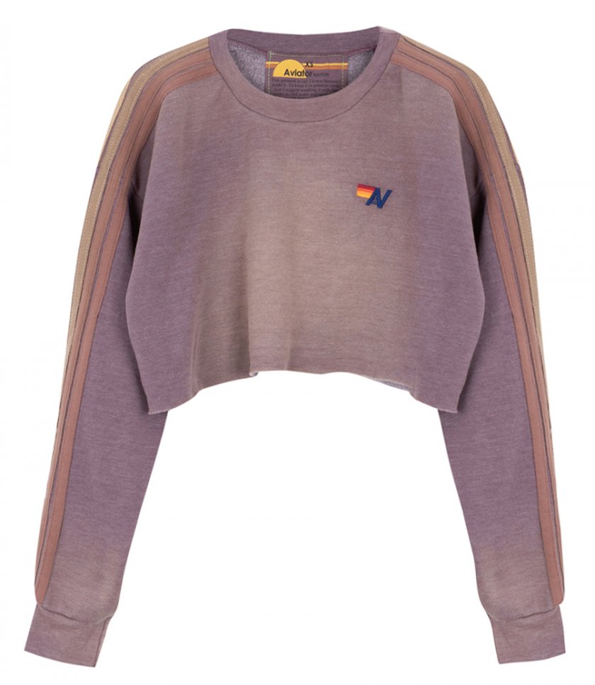 AVIATOR NATION - CLASSIC STRIPE CROPPED CREW SWEATSHIRT