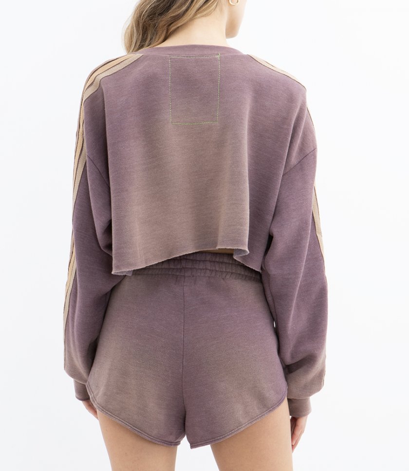 CLASSIC STRIPE CROPPED CREW SWEATSHIRT