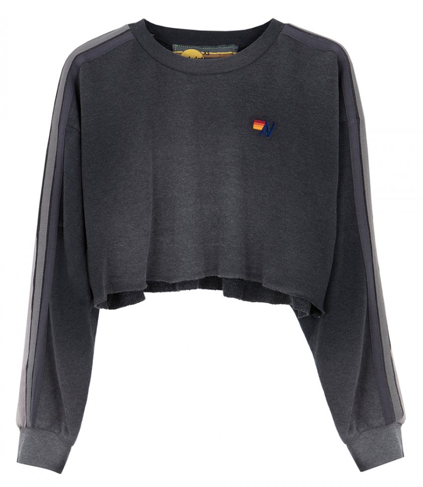 AVIATOR NATION - CLASSIC STRIPE CROPPED CREW SWEATSHIRT