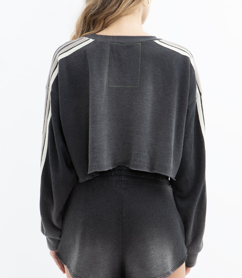 CLASSIC STRIPE CROPPED CREW SWEATSHIRT