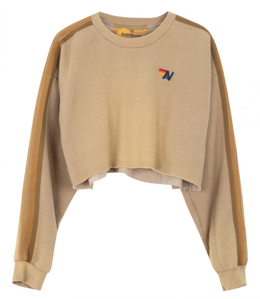 AVIATOR NATION - CLASSIC STRIPE CROPPED CREW SWEATSHIRT