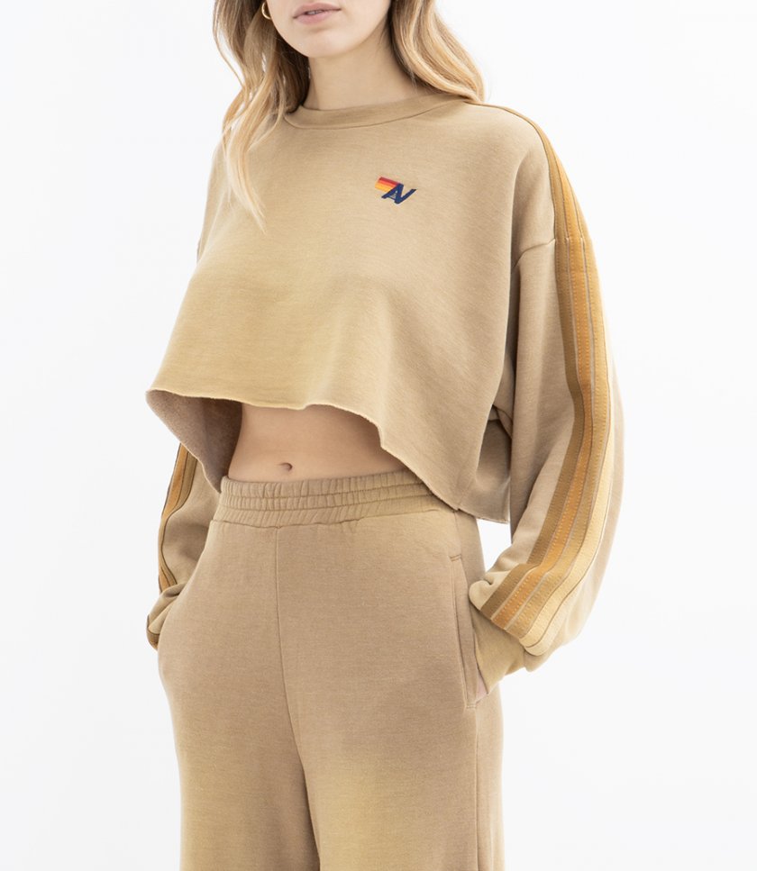 CLASSIC STRIPE CROPPED CREW SWEATSHIRT