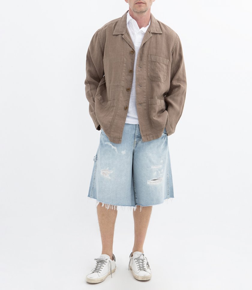 LINEN POLO SS
