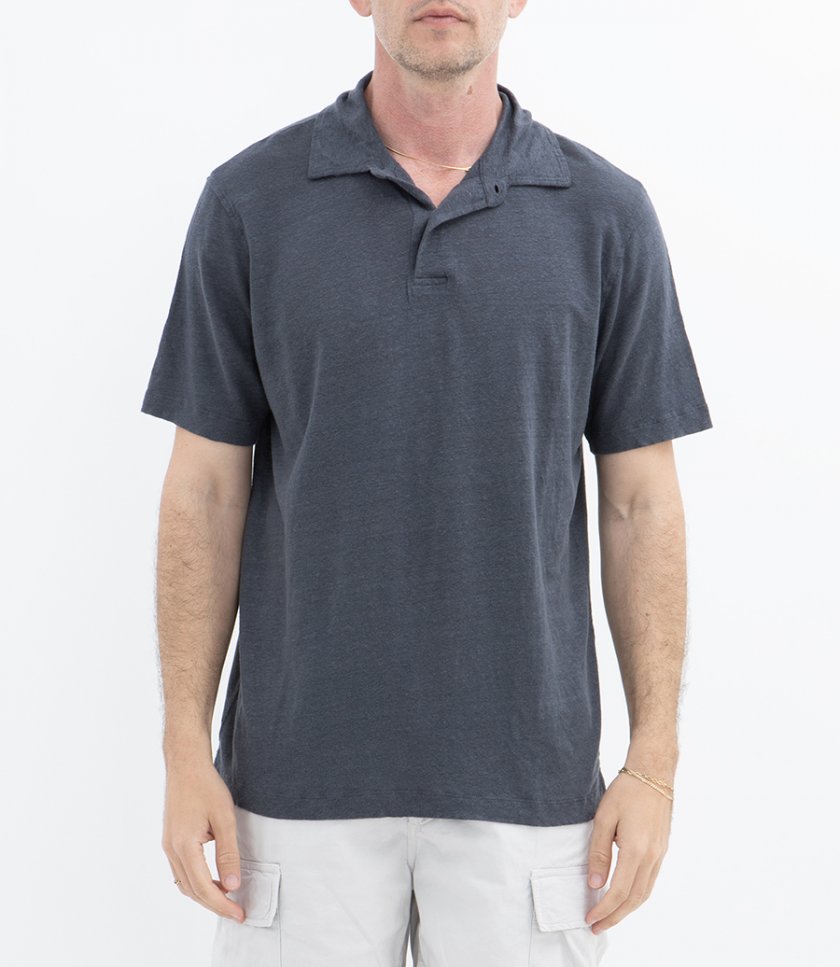 LINEN POLO SS